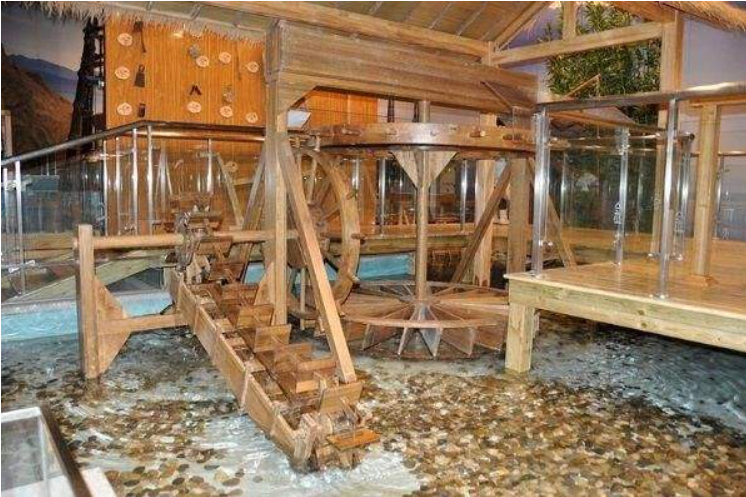古代水力机械车床图片