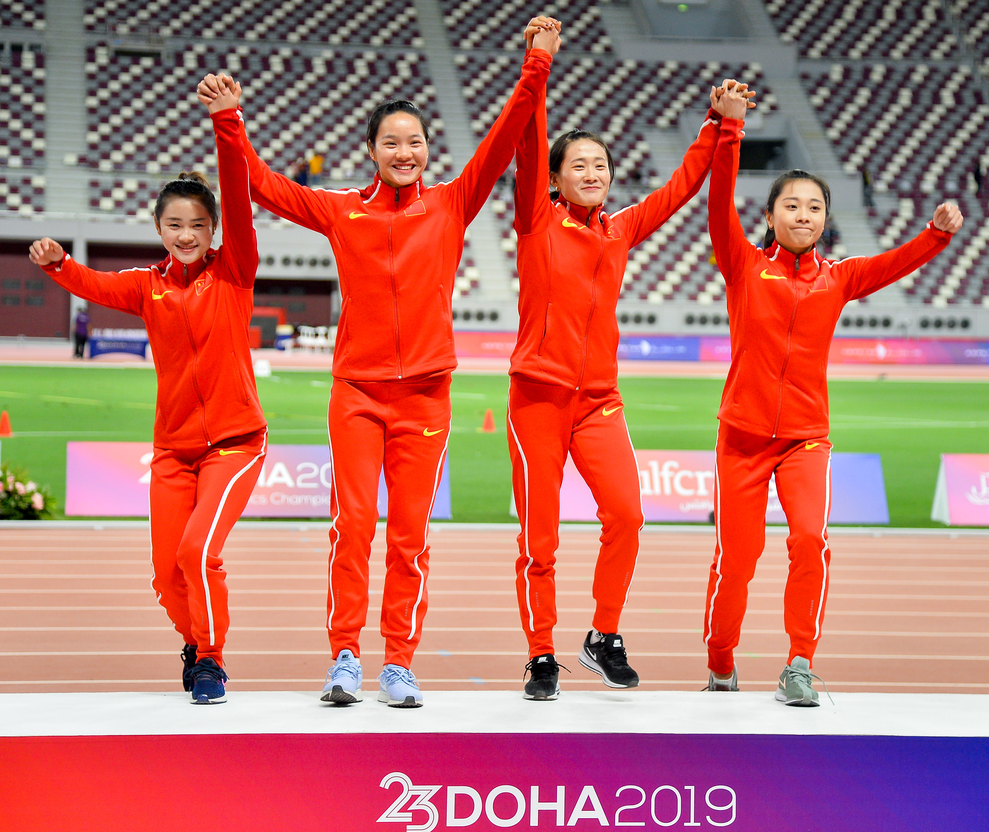 田径——亚锦赛:中国队夺得女子4x100米接力冠军