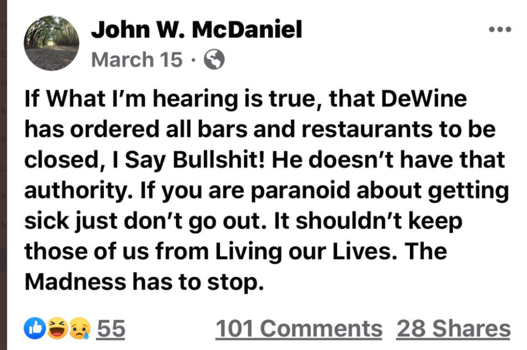 「推荐」美国一男子发帖称不怕病毒要自由，如今却因感染新冠肺炎而死亡