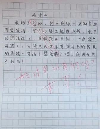 小学生检讨书走红,内含藏头诗,老师识破后气得肚子疼!