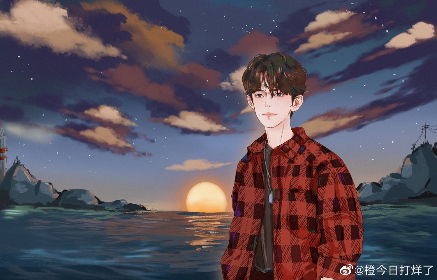 饭绘星辰大海背景的易烊千玺,竟巧妙与歌词雷同