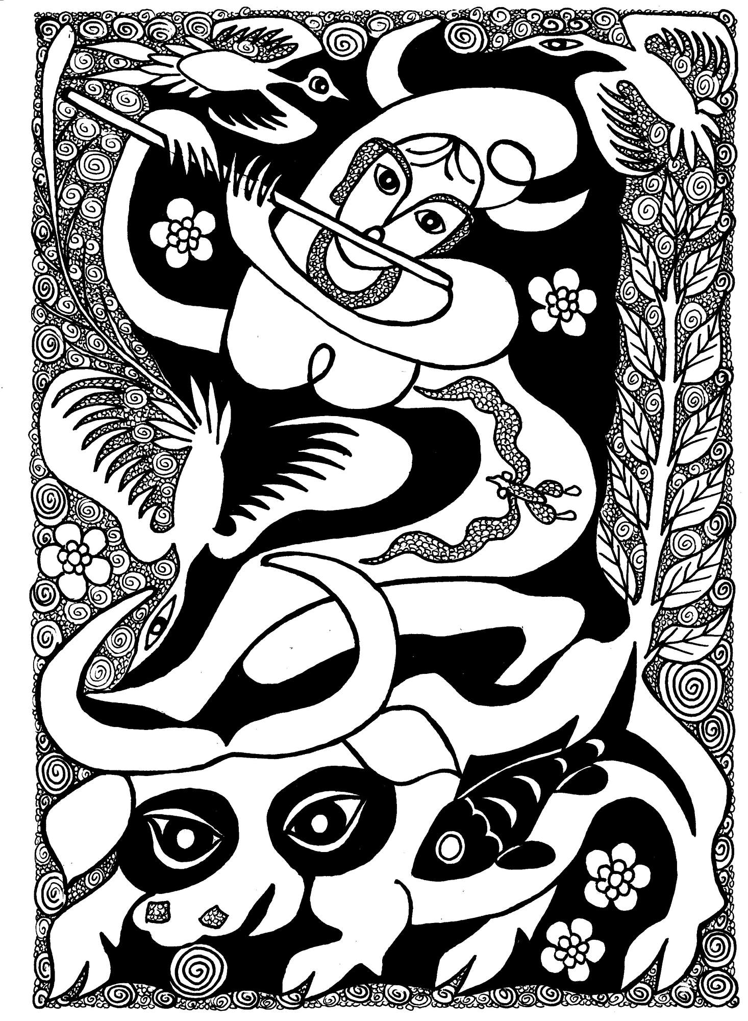 山西省民间工艺美术大师杨宗新黑白画,果然是民间的,看都看不懂