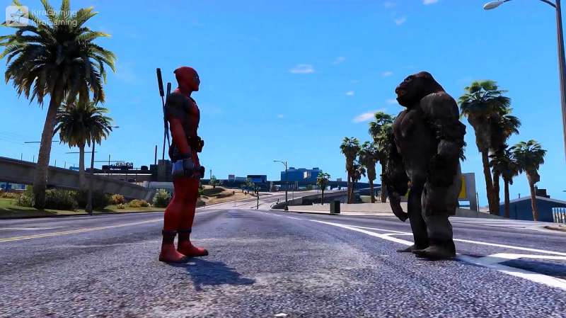 GTA 5:金刚vs死侍,这场战斗真是“地动山摇”!,游戏,动作冒险类,好看视频