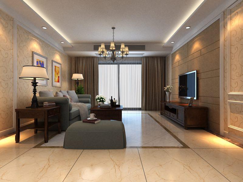 香槟色的墙面和客厅的灯光相应交汇,格外温馨