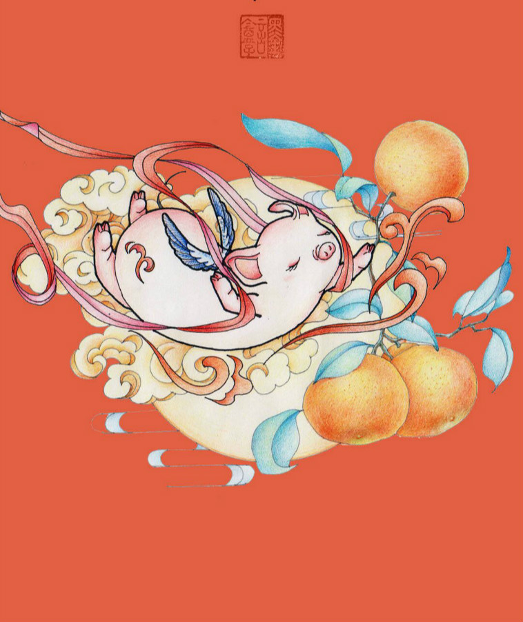 一飞冲天猪猪插画,猪猪们的颜值太高了,每一个都萌萌哒超可爱