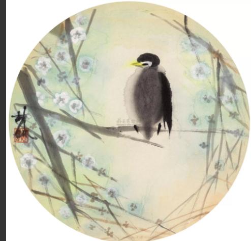 林风眠 樱花小鸟