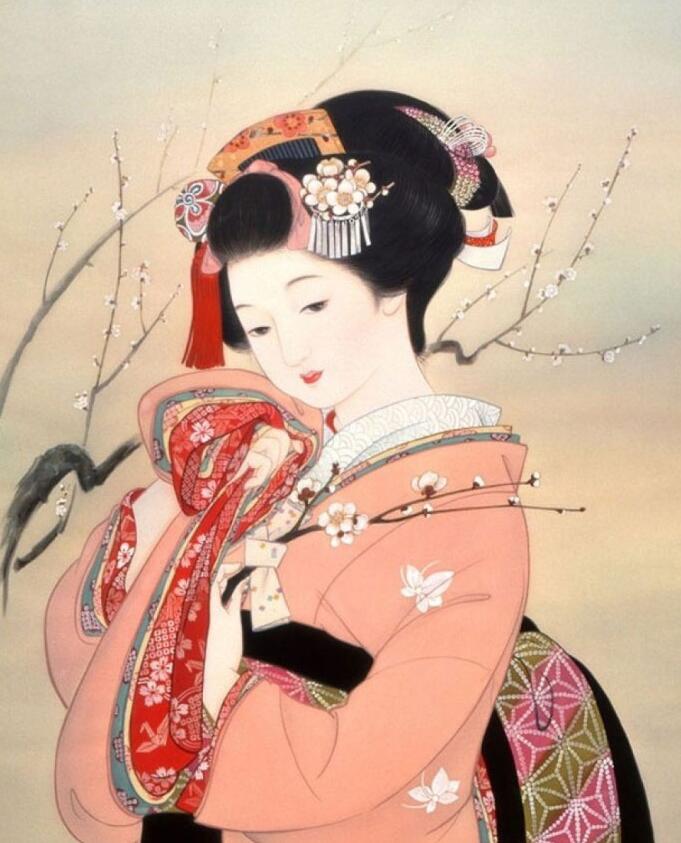 插画:来自日本艺术家kisho tsukuda的一组仕女图