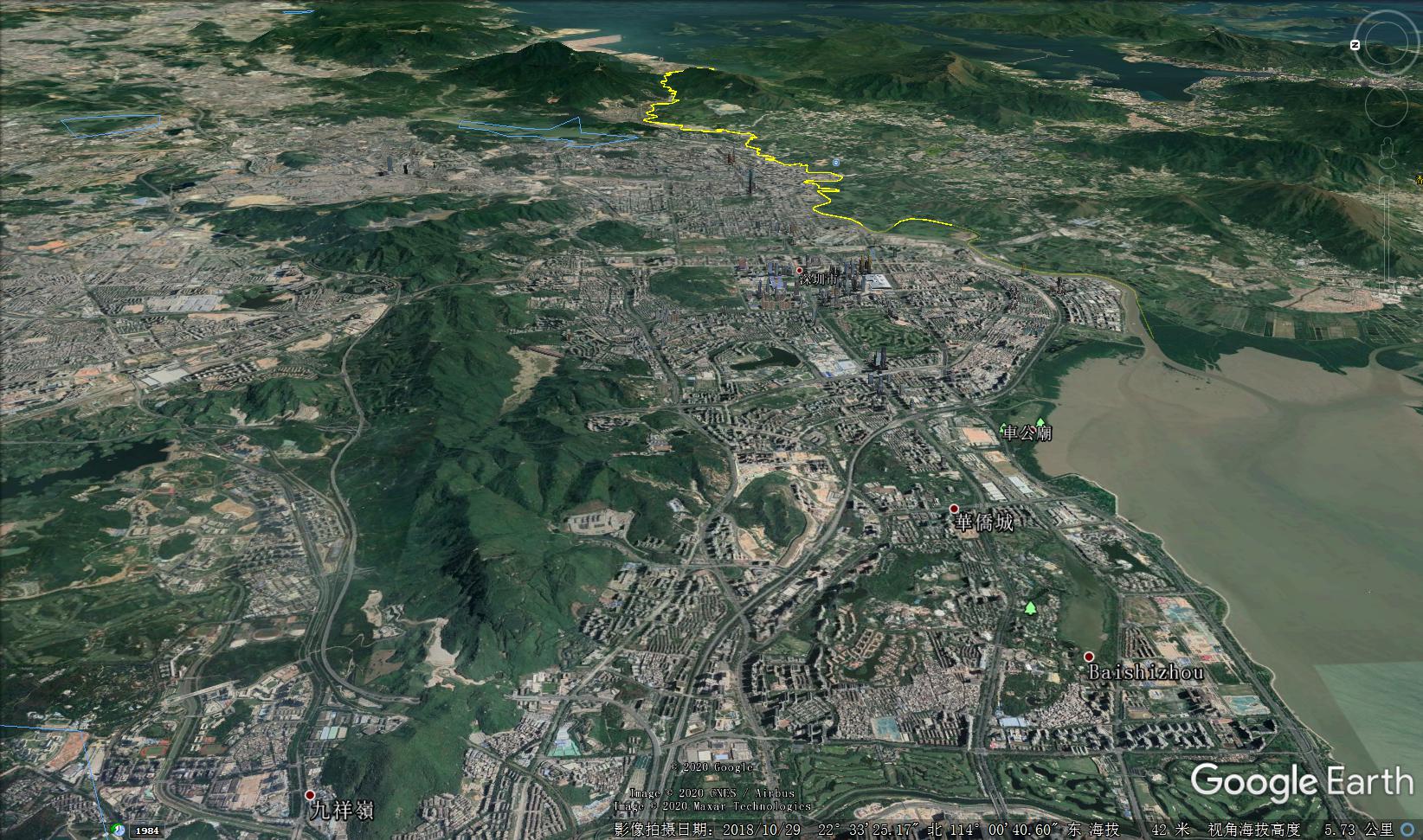 空中看深圳地形图