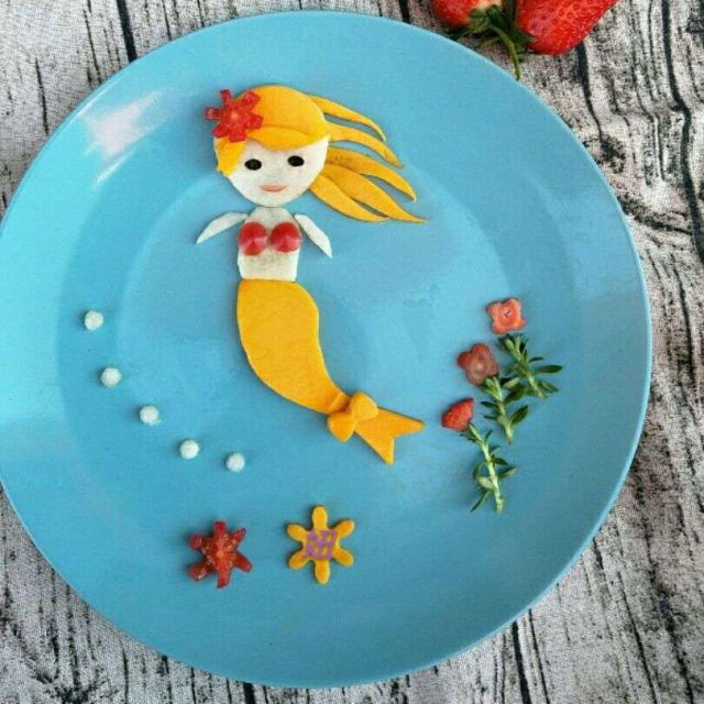 水果小美人鱼,可爱有趣的水果拼盘,也太有创意了