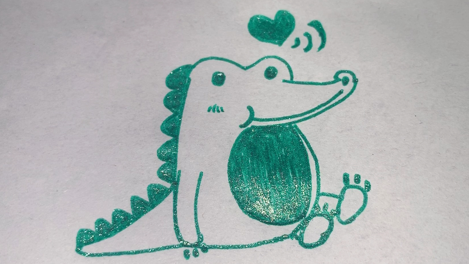 小鳄鱼简笔画,鳄鱼宝宝肚子圆滚滚