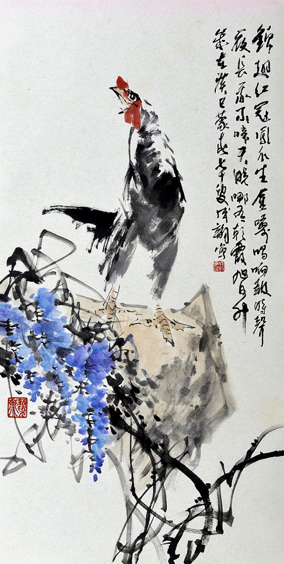 林成翰国画作品欣赏:大吉富贵,踏雪报春