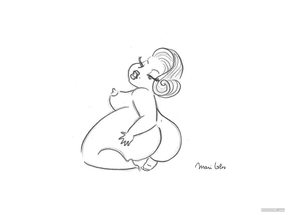 「插画欣赏」性感的胖女人线稿