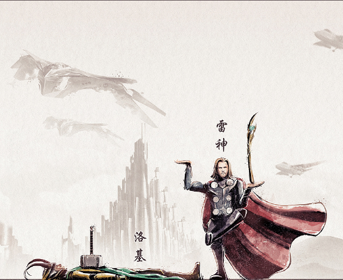 当漫威超级英雄被中国画师用水墨画的画法画出,感觉也是一部大剧