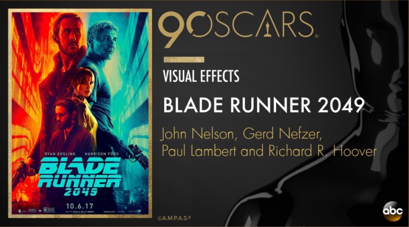 《银翼杀手2049》拿下最佳视效,中国票房不足1亿,对手狂揽11亿