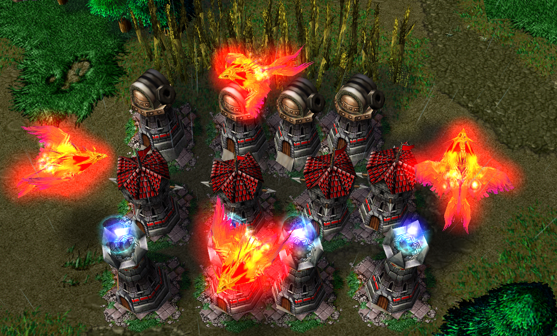 人族的防御塔是有多种形态的,吸蓝的防御塔可以有效的应对敌方英雄