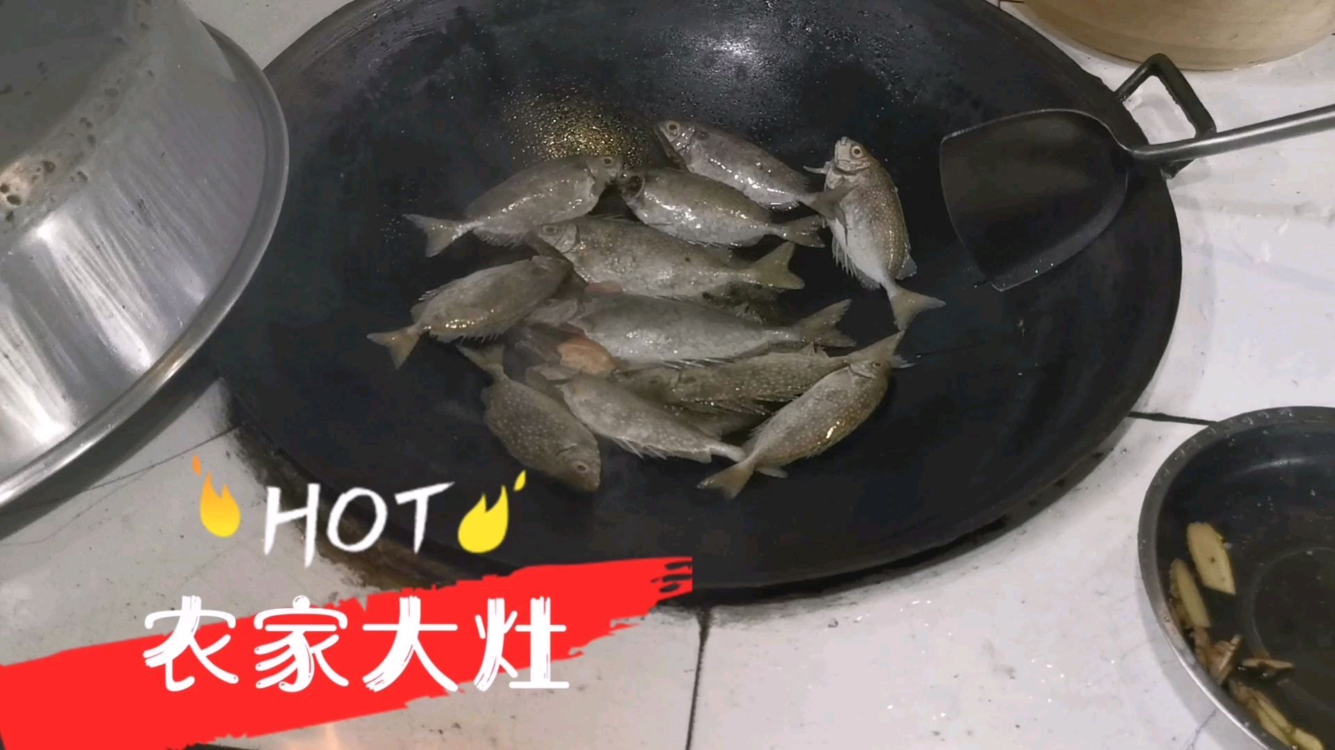 小姐姐负责烧火,我负责煎鱼,乌子婆出锅后真的挺不错哦!