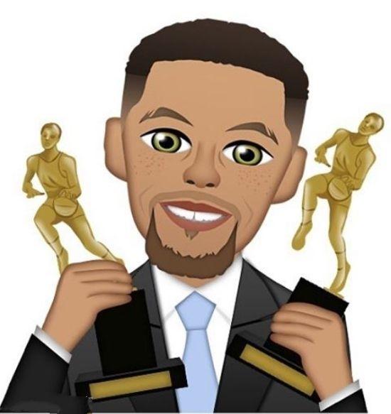 库里手拿两座常规赛mvp奖杯的emoji表情