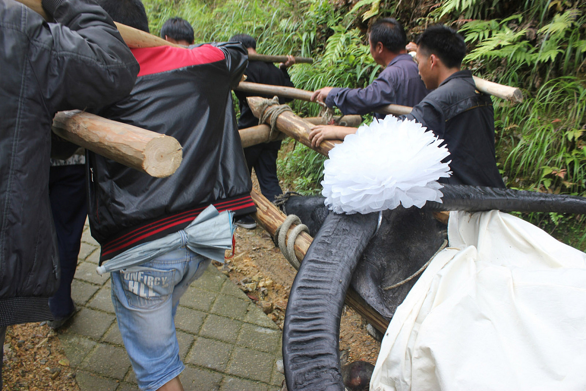 如今农村土葬减少,抬棺人职业逐渐消失,机械化殡葬新方法更简便