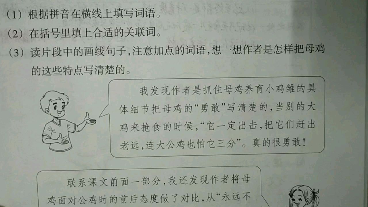 语文课堂作业本《母鸡》,《母鸡》与《猫》的相同与不同之处
