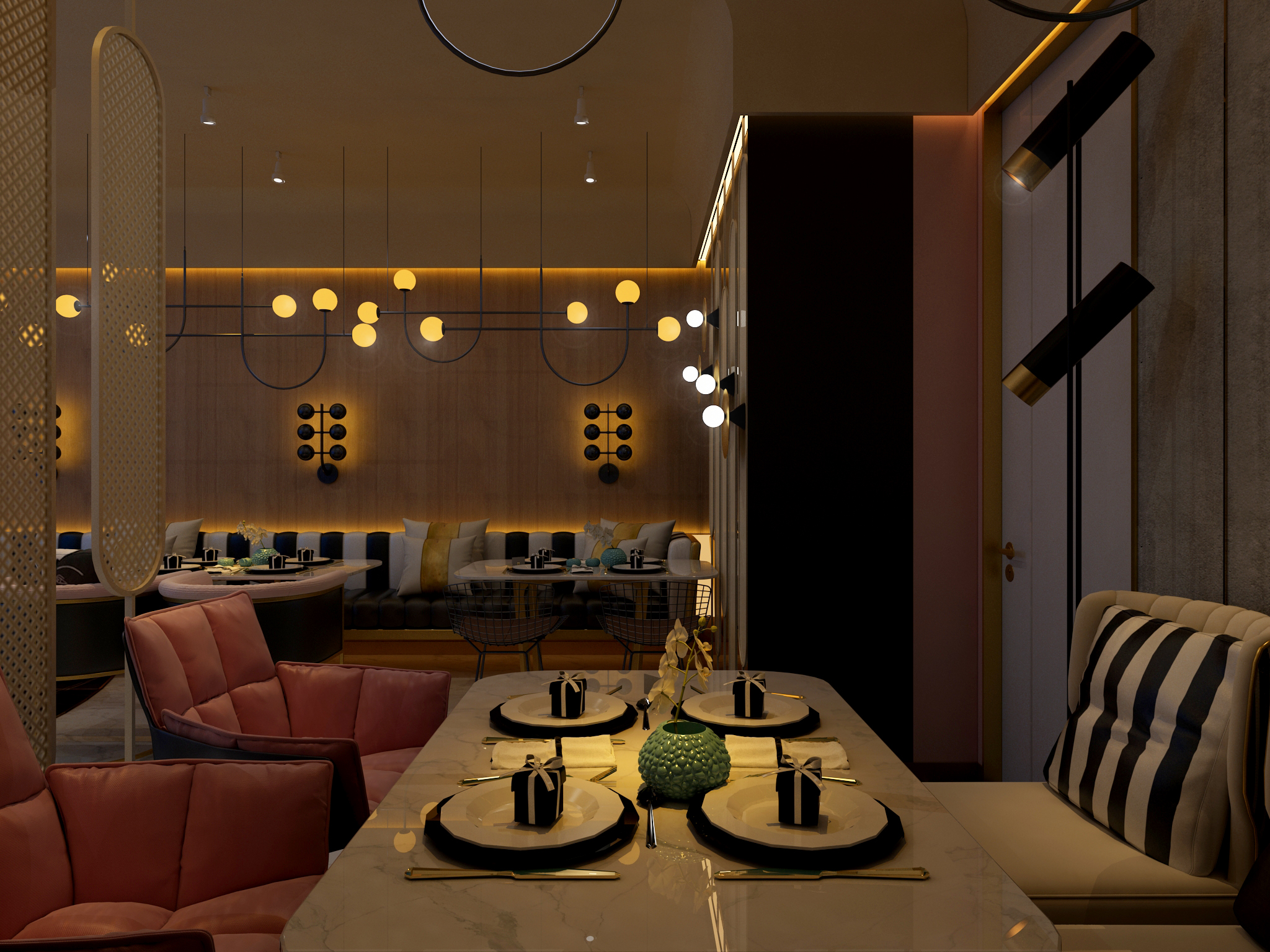 2,主题餐厅设计中餐厅软装配饰的色彩