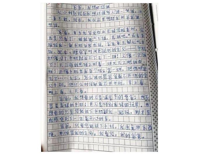 小学三年级儿子期末作文指出:手机才是父亲真正的宝贝,让人唏嘘