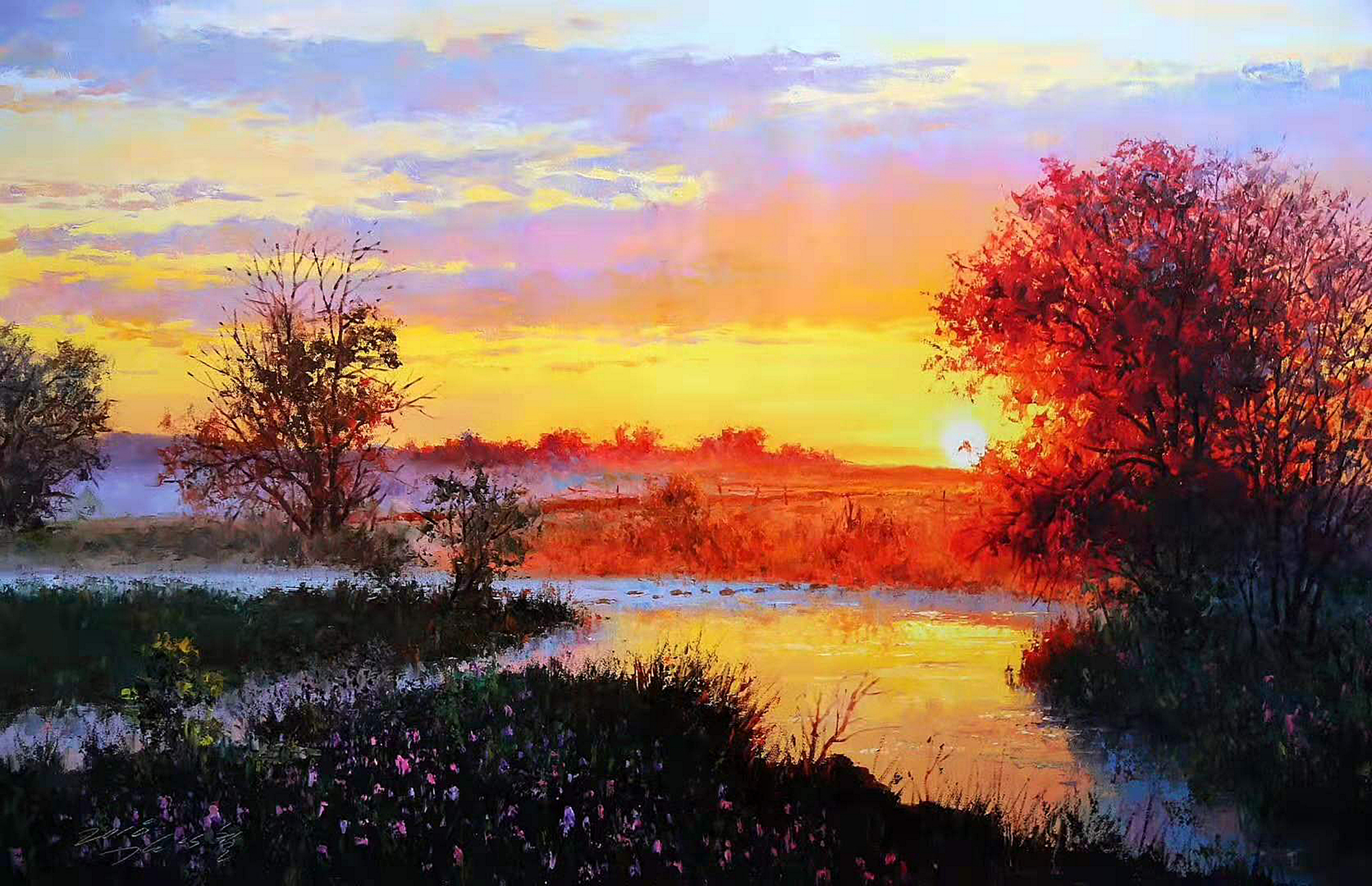 油画风景,夕阳之美