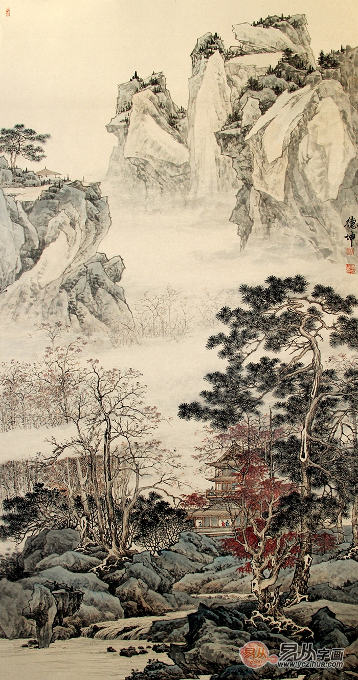 当代名家竖幅山水画图片推荐,值得收藏的精品佳作!
