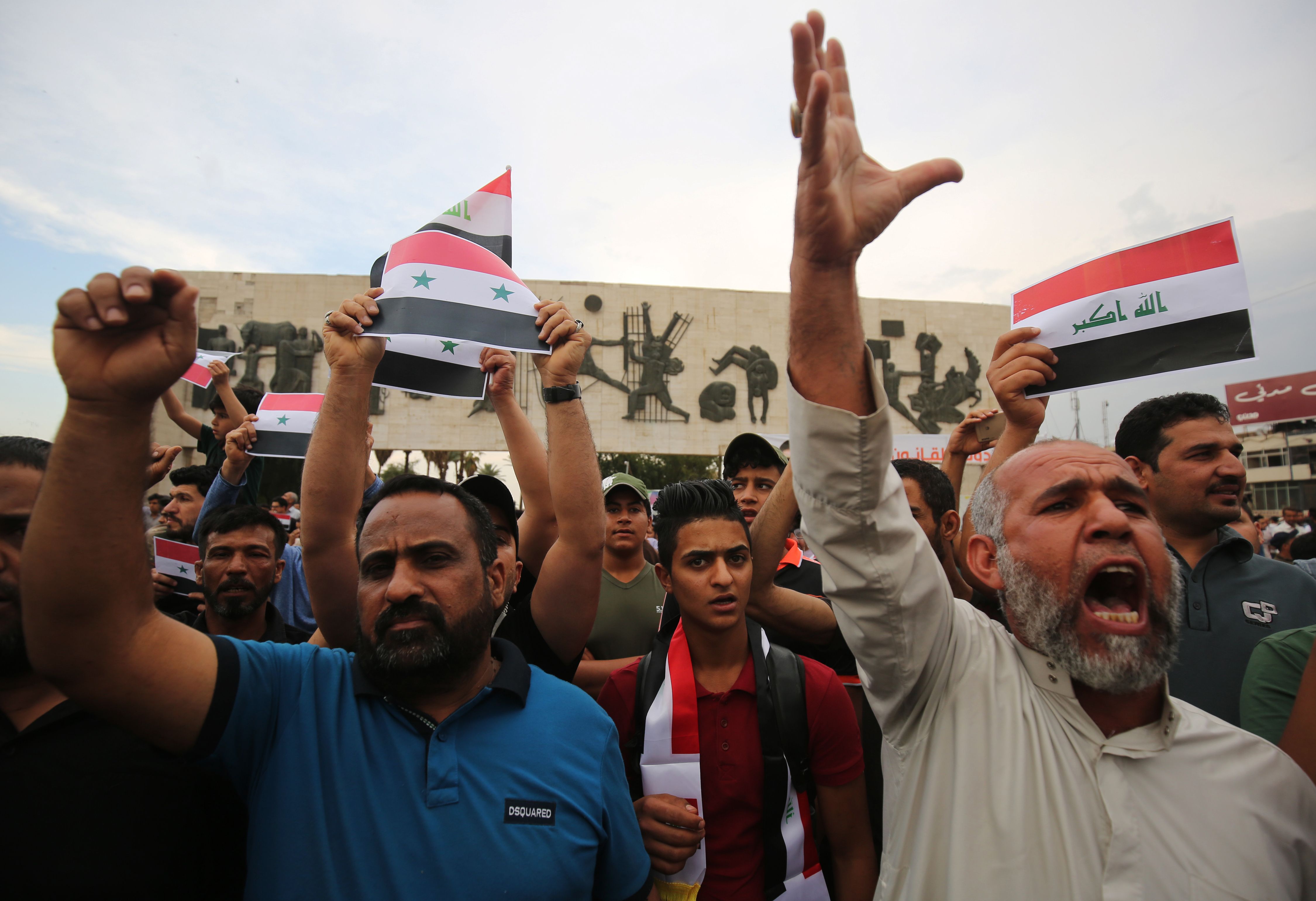 伊拉克民众集会抗议美英法空袭叙利亚(2)