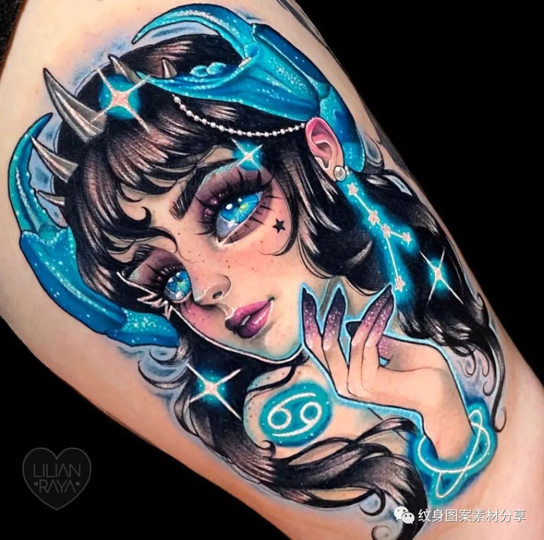 纹身图案素材分享:巨蟹座纹身及手稿