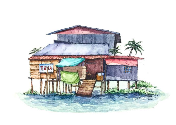 钢笔淡彩建筑手绘素材图,美术生写生时必不可少的钢笔画作品