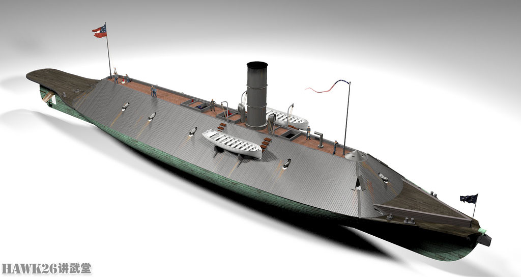 图说:美国邦联海军建造的第一艘重型战舰"弗吉尼亚"号