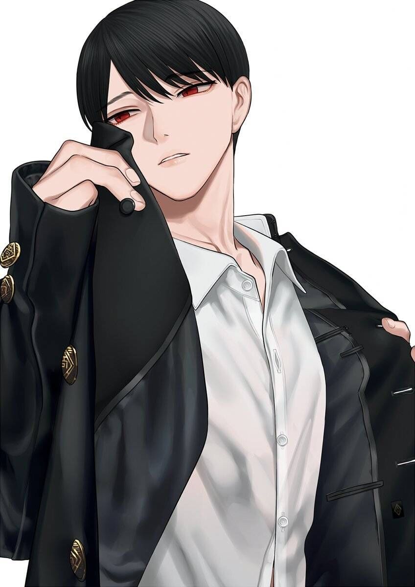 黑发红瞳妖冶蛇系美男插画,这样撩人的小哥哥你们喜欢吗?