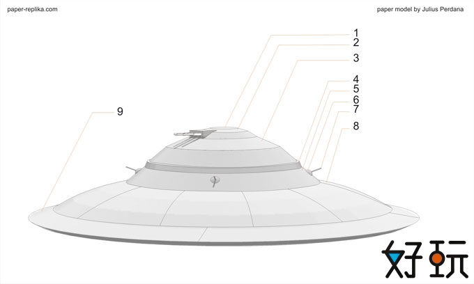 飞碟纸模型-ufo德国haunebu-钢铁苍穹2012原型飞行器