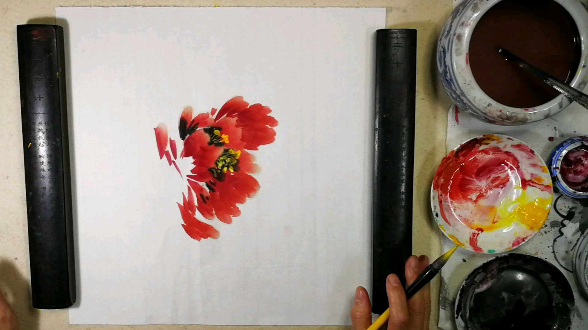 中国画课堂,零基础花鸟篇。第二十八课,牡丹。分解1牡丹花画法