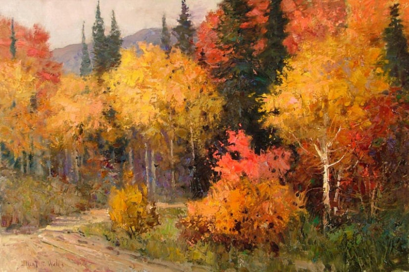 插画:充满浪漫色彩的风景画-艺术家kent r. wallis