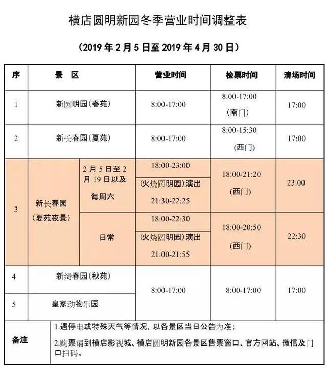 注意了 横店圆明新园冬季营业时间调整