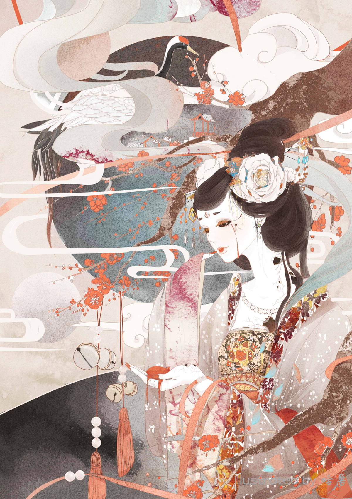 一组非常唯美的古风人物插画欣赏!人物造型漂亮画面让人赏心悦目