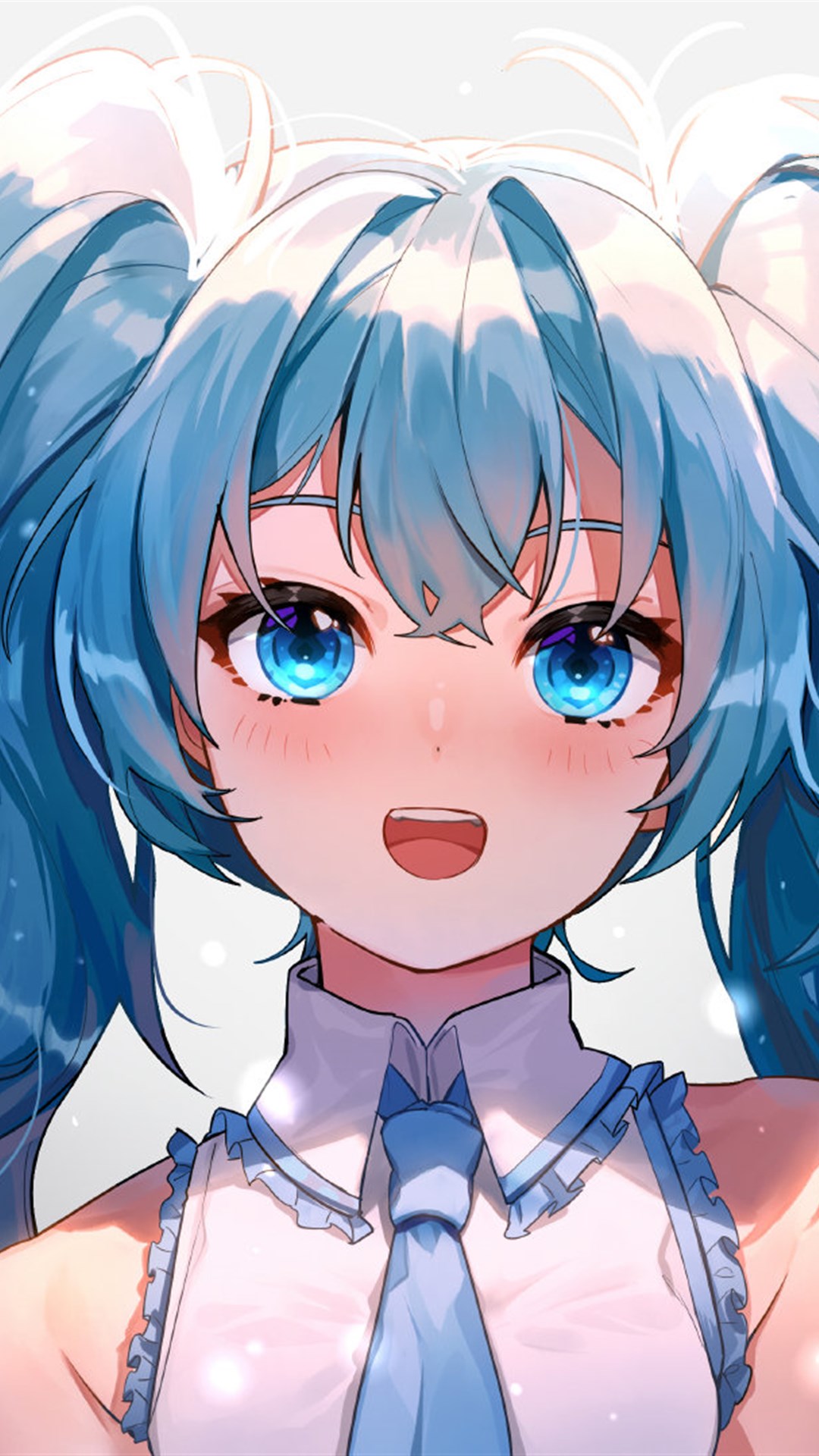 精美初音未来同人插画,淡淡的蓝色,刻画出高贵优雅公主殿下