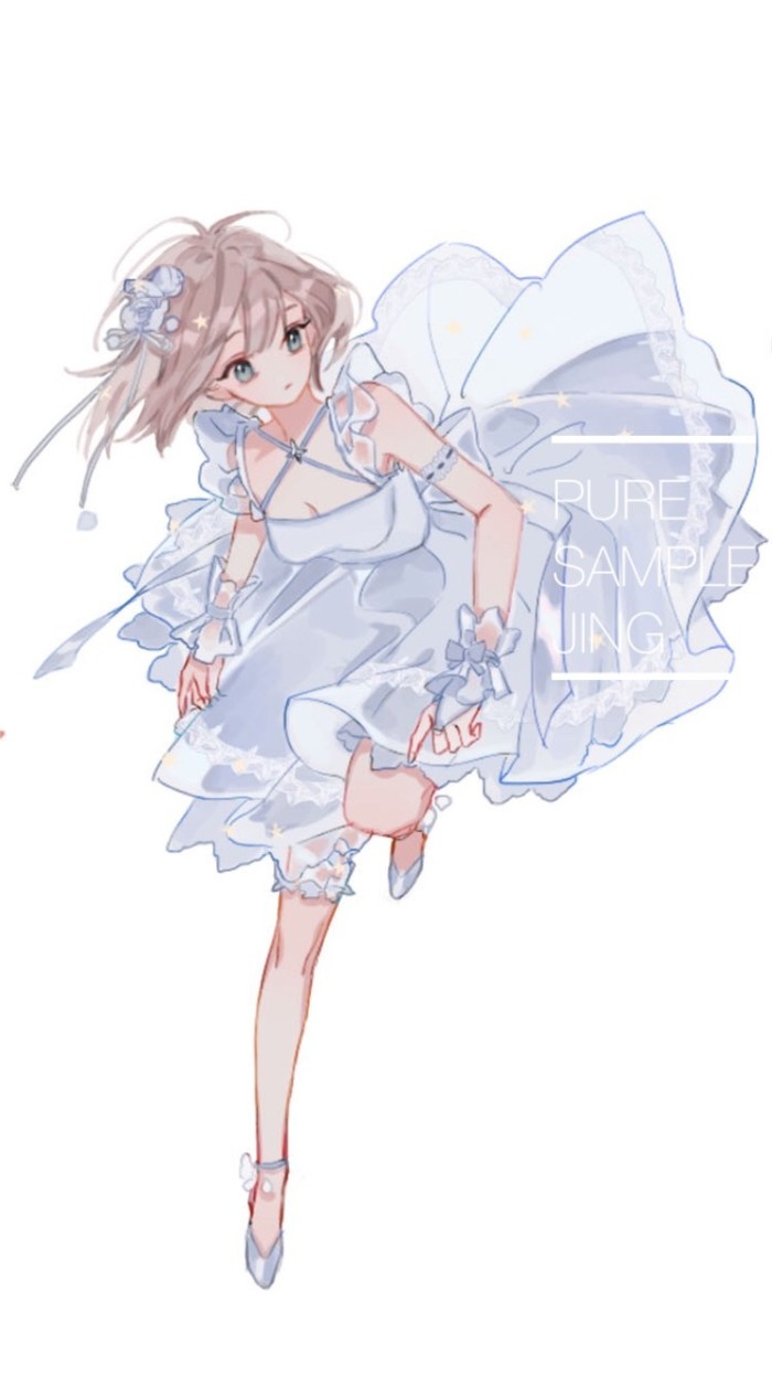 人物手绘插画,一组清新靓丽的森系少女,色彩简洁的可爱妹子!