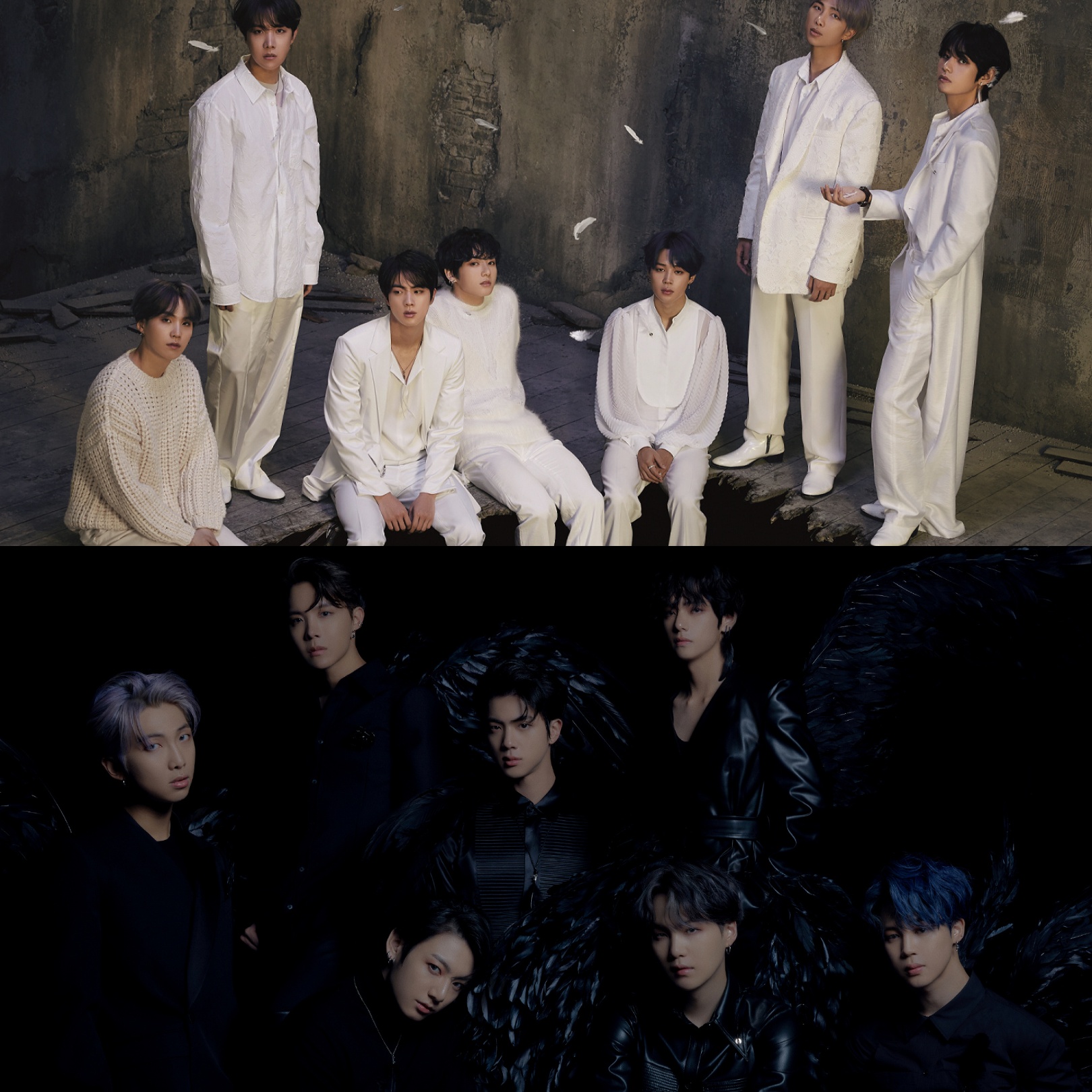 bts防弹少年团新专概念照:白天鹅vs黑天鹅