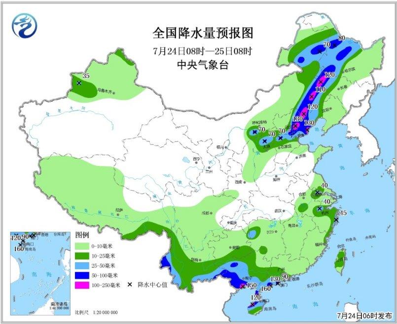 1一7天降水量分布图图片