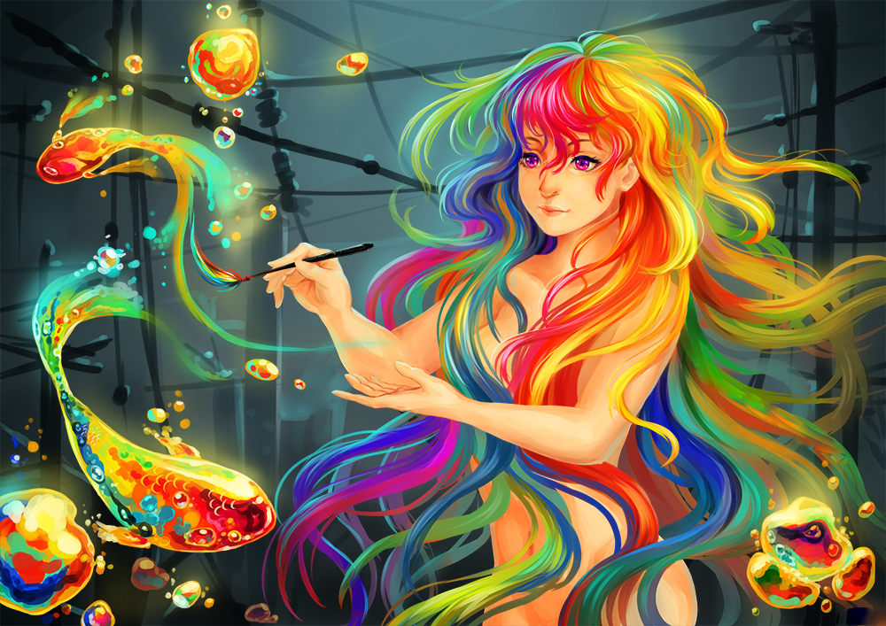 色彩丰富韵律自然飘动的动漫效果