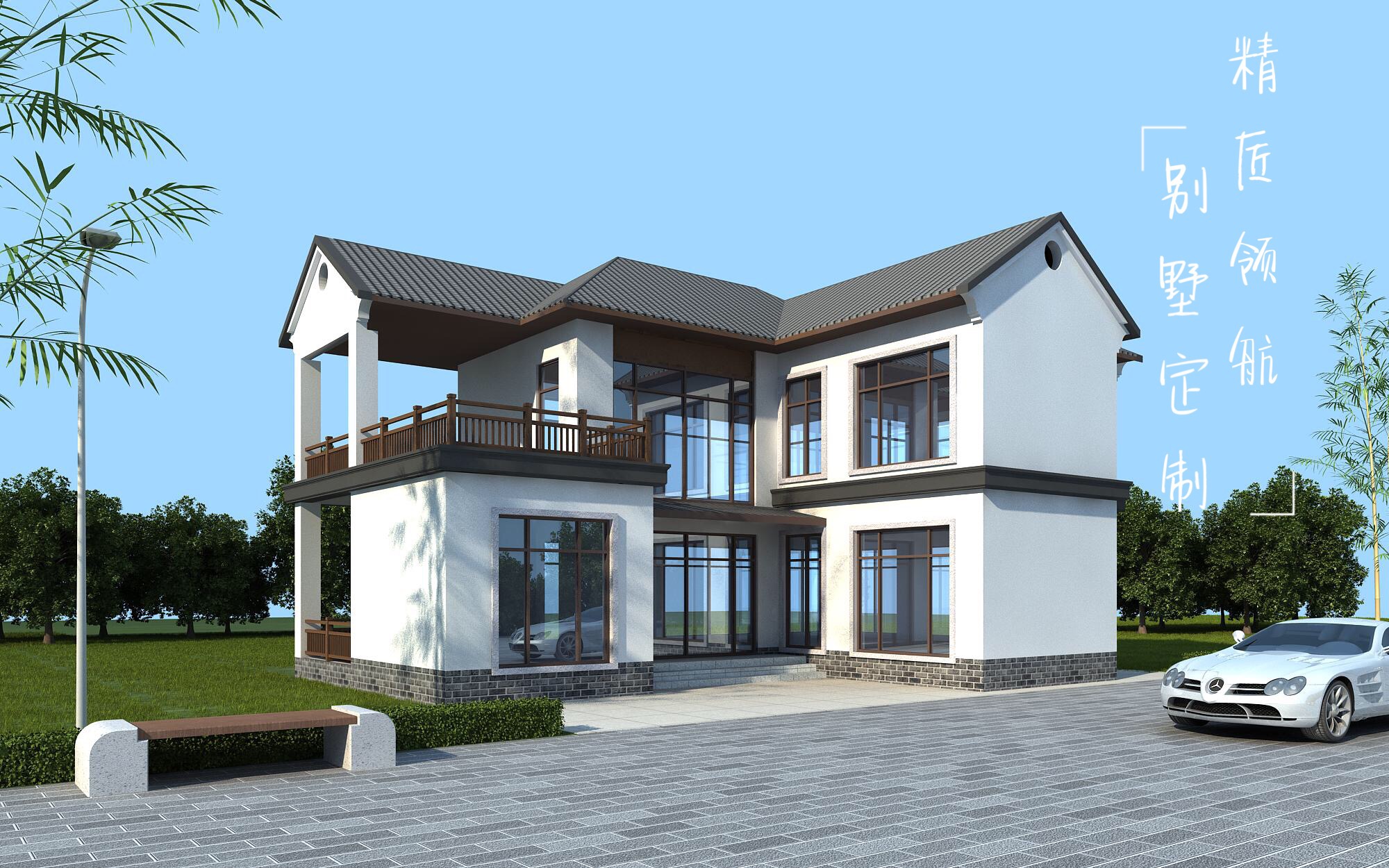 于是定制设计了这款新中式三合院,只需随意踱步,院外的美景惊艳时光