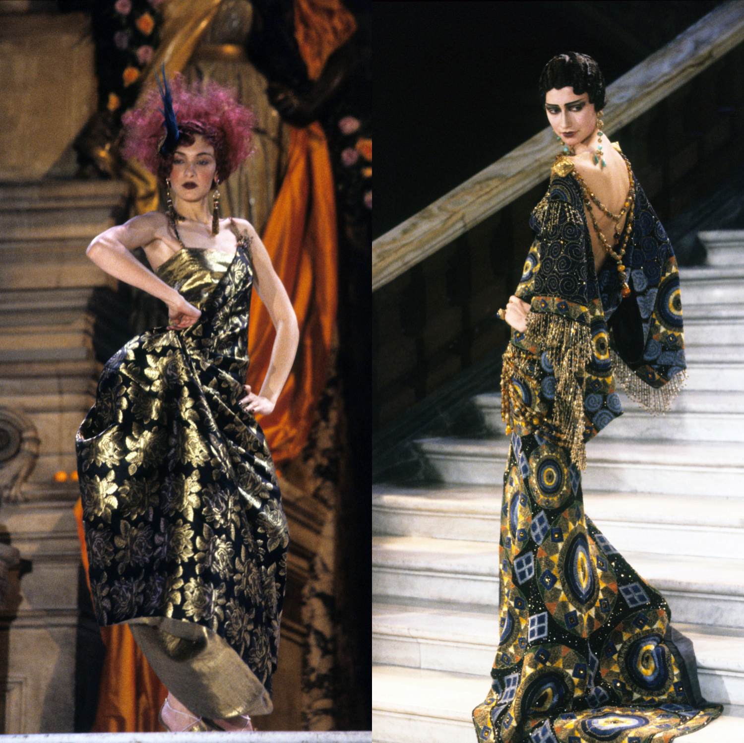 dior1998经典台阶高定秀场,复古礼服惹人爱!戏剧化剪裁