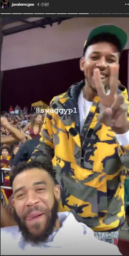杨少侠现身母校与前队友麦基一同观看ncaa比赛 网友们又不淡定了