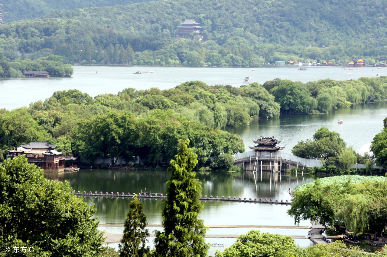 杭州西湖阮公墩:空中俯瞰宛如"西兰花"