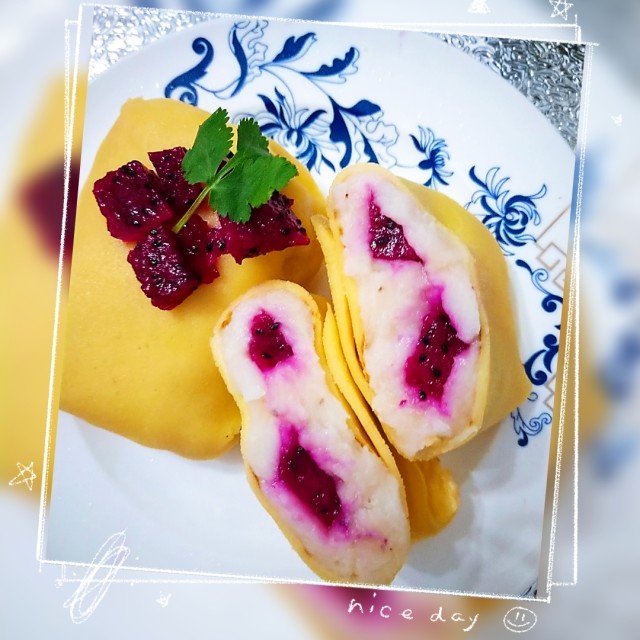 火龙果班戟,低脂美味,颜值美美的