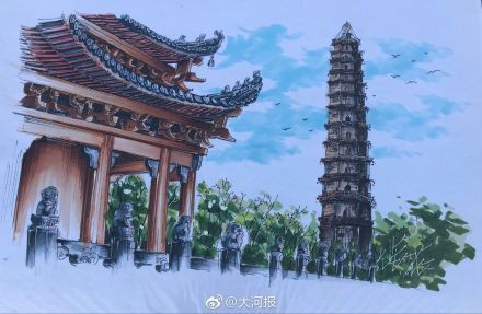 钢笔画中的河南美景,你去过吗?