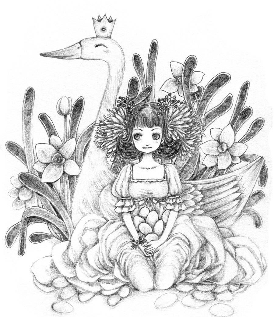 铅笔手绘:画风超可爱的女孩插画,细节画的细腻又精致