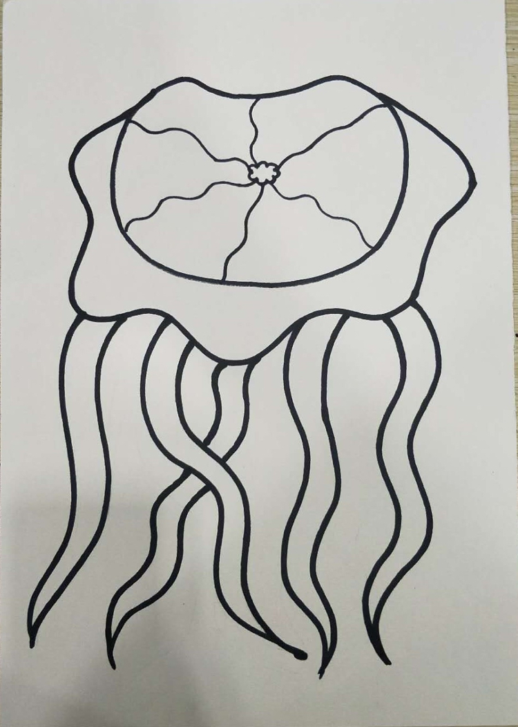 儿童线描-斑斓海底的水母